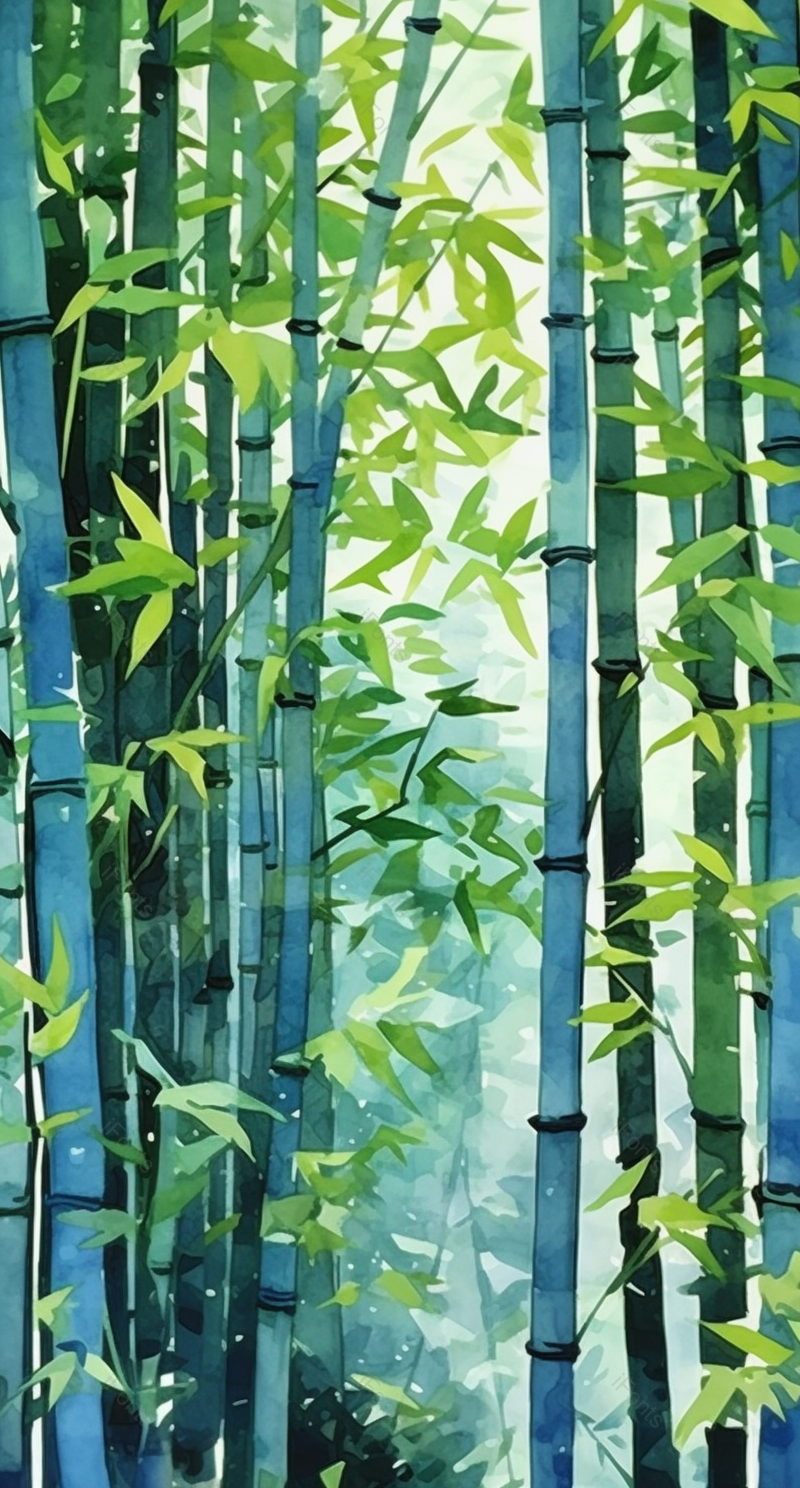 中国风插画春天季节绿色的竹林竹叶竹子自然环境背景,插画/手绘图,插画/手绘图库,插画/手绘图下载,插画/手绘